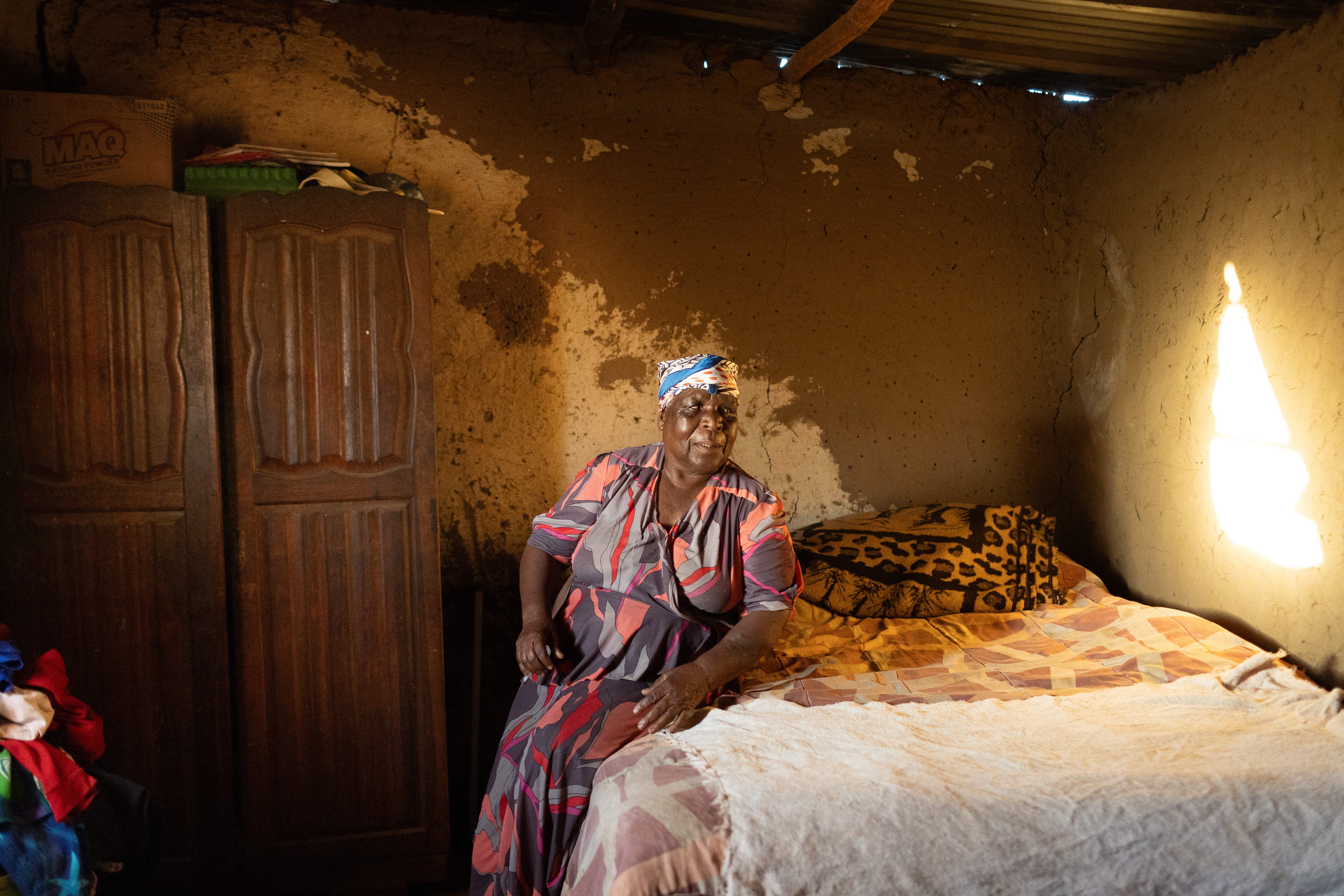 Martha Mvuleni (left) who is completely blind poses for a portrait in her room, 05 February 2026, at her home in Belkop Farm, near Mashishing, formerly known as Lydenburg, Mpumalanga. Mvuleni’s two granddaughters, Princess and Angel Mashego are attending school at the Bosele School for the Blind and Deaf, in Monsterlus, Limpopo. Picture: Alaister Russell
